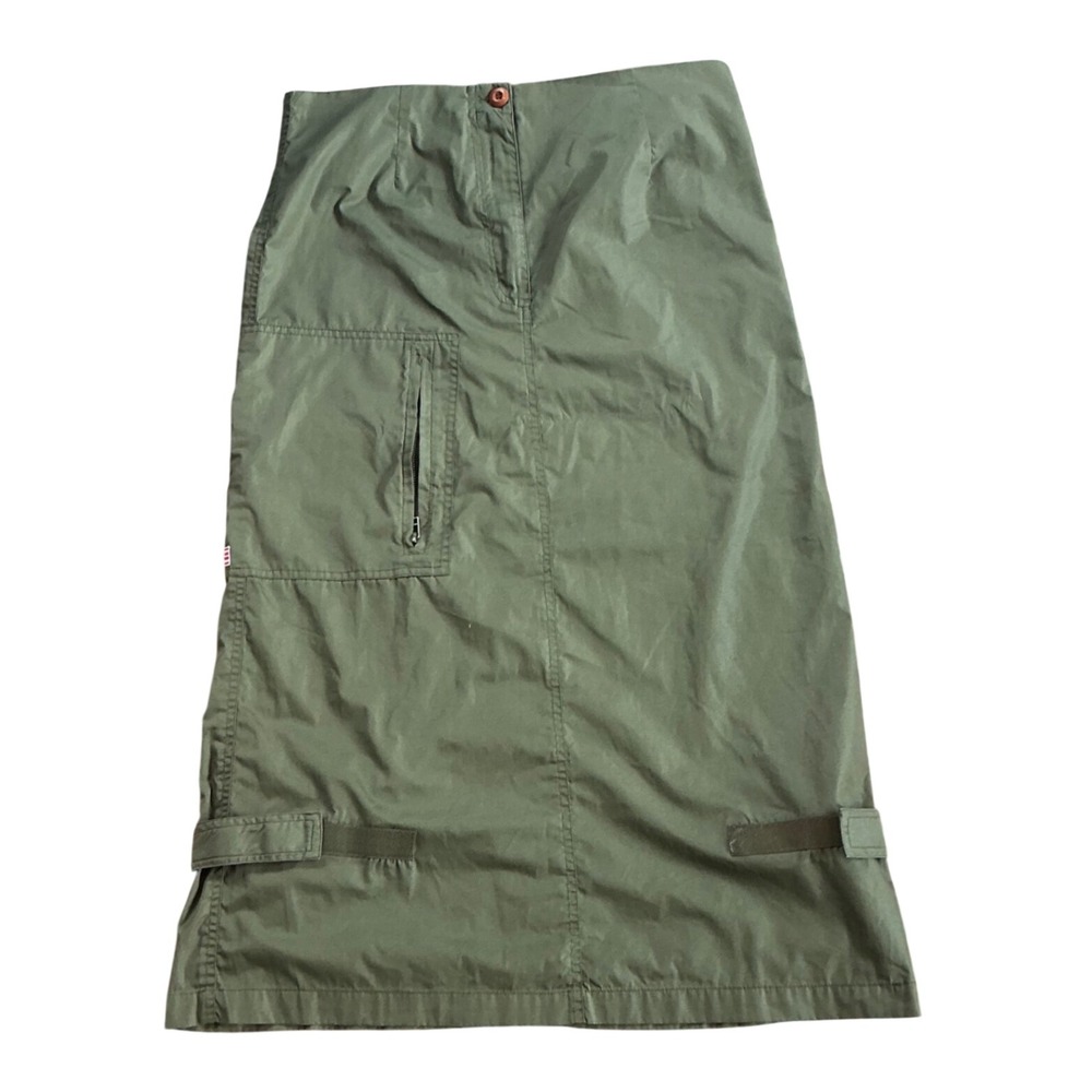 Vintage UFO Olive Green Parachute Cargo Utility Skirt Y2K Techwear Festival